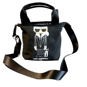 Karl Lagerfeld Paris Kristen Canvas Crossbody Women's Small Tote Black and Lava